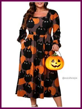 Plus Size Long Sleeve Midi Dress with Pockets